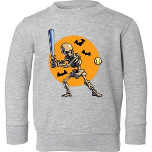 Baseball Skeleton Halloween Boy Baseball Halloween Toddler Sweatshirt