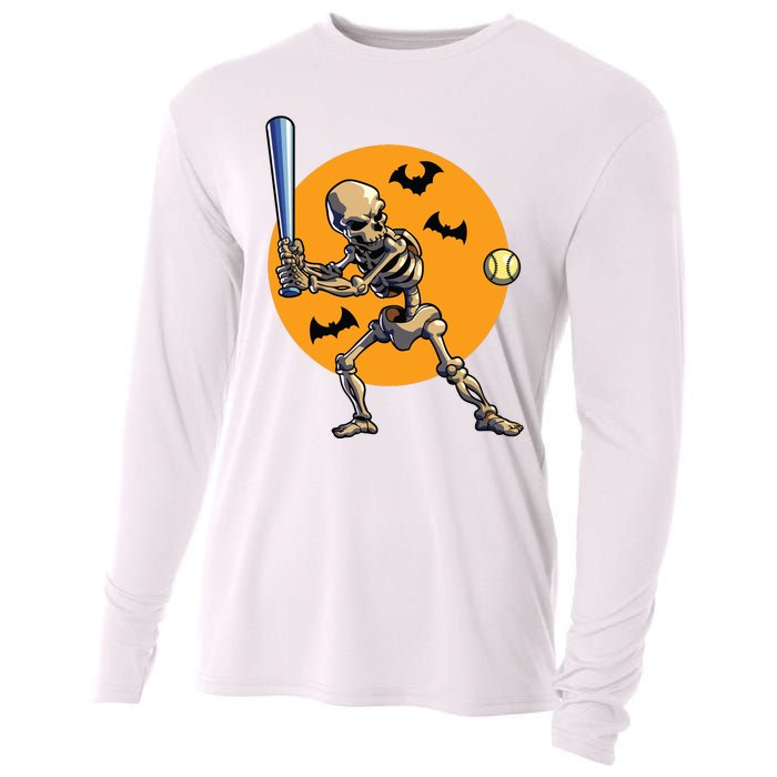 Baseball Skeleton Halloween Boy Baseball Halloween Cooling Performance Long Sleeve Crew