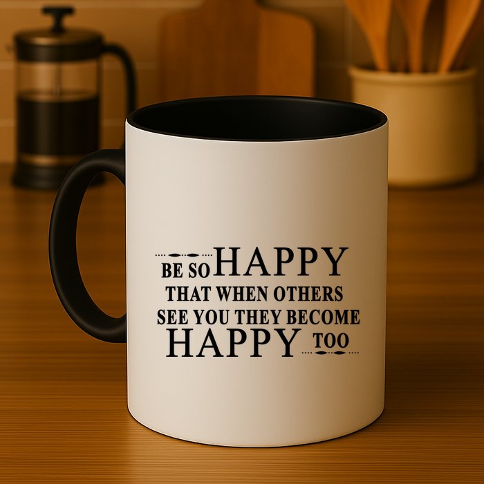 BE SO HAPPY THAT WHEN OTHERS SEE YOU THEY BECOME HAPPY TOO POSITIVE MESSAGE Mug