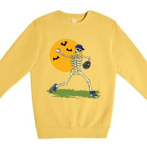 Baseball Skeleton Halloween Boy Baseball Halloween Premium Crewneck Sweatshirt