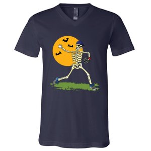 Baseball Skeleton Halloween Boy Baseball Halloween V-Neck T-Shirt