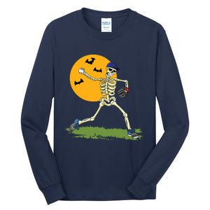 Baseball Skeleton Halloween Boy Baseball Halloween Tall Long Sleeve T-Shirt