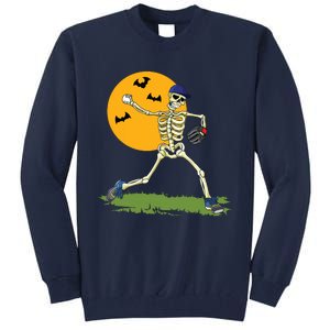 Baseball Skeleton Halloween Boy Baseball Halloween Tall Sweatshirt