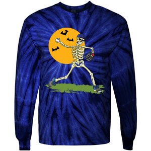 Baseball Skeleton Halloween Boy Baseball Halloween Tie-Dye Long Sleeve Shirt