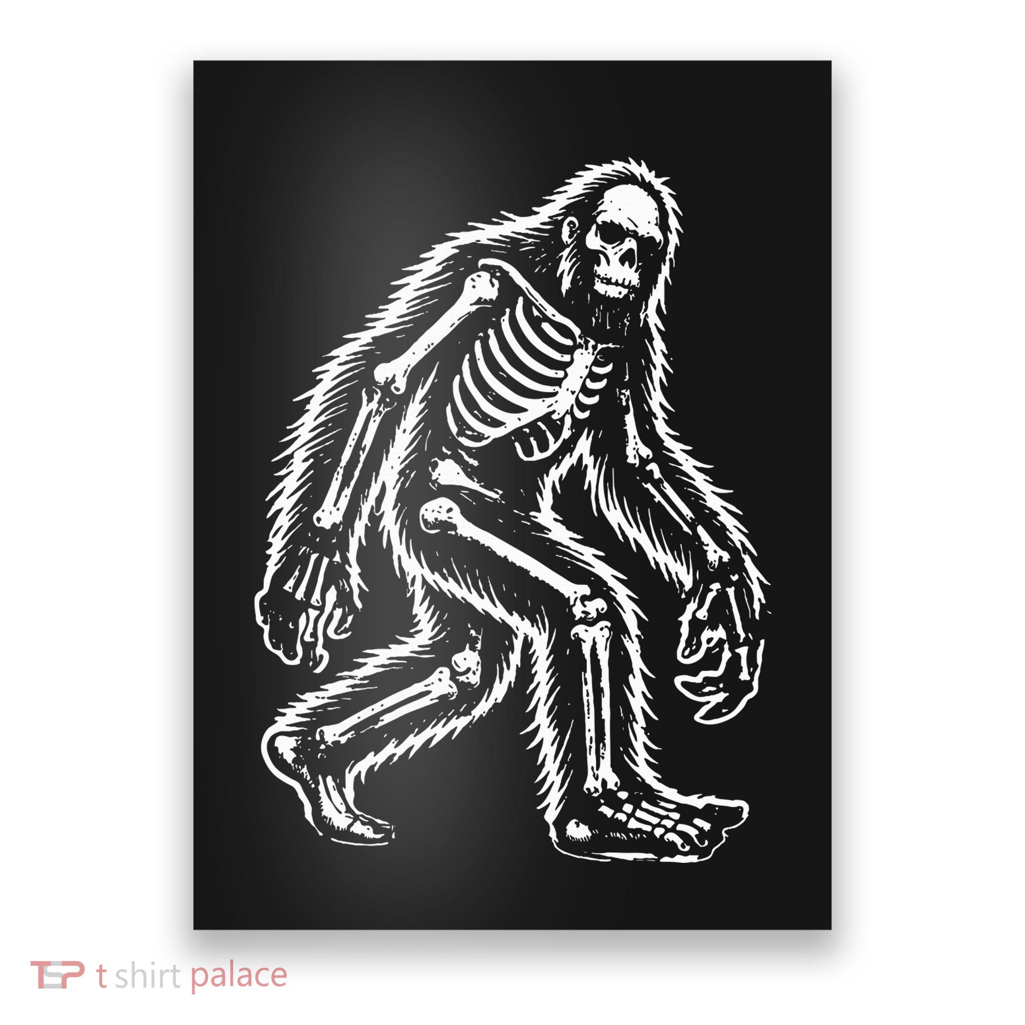 Bigfoot Sasquatch Halloween Skeleton Poster