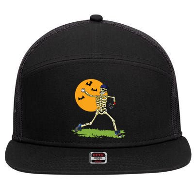 Baseball Skeleton Halloween Boy Baseball Halloween 7 Panel Mesh Trucker Snapback Hat