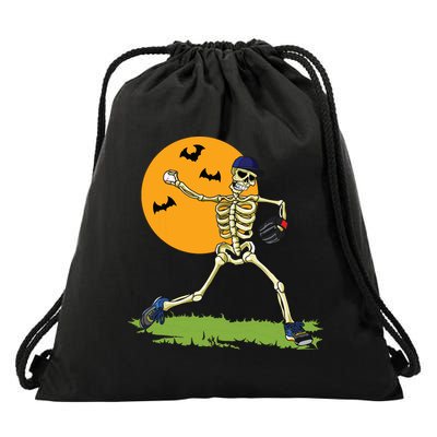Baseball Skeleton Halloween Boy Baseball Halloween Drawstring Bag
