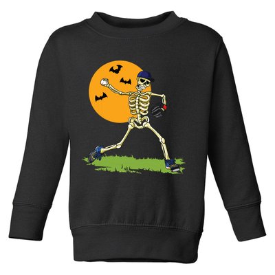 Baseball Skeleton Halloween Boy Baseball Halloween Toddler Sweatshirt