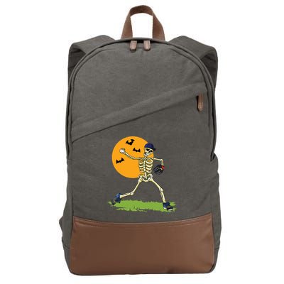 Baseball Skeleton Halloween Boy Baseball Halloween Cotton Canvas Backpack