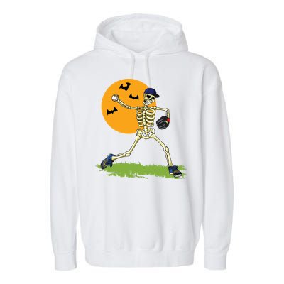 Baseball Skeleton Halloween Boy Baseball Halloween Garment-Dyed Fleece Hoodie