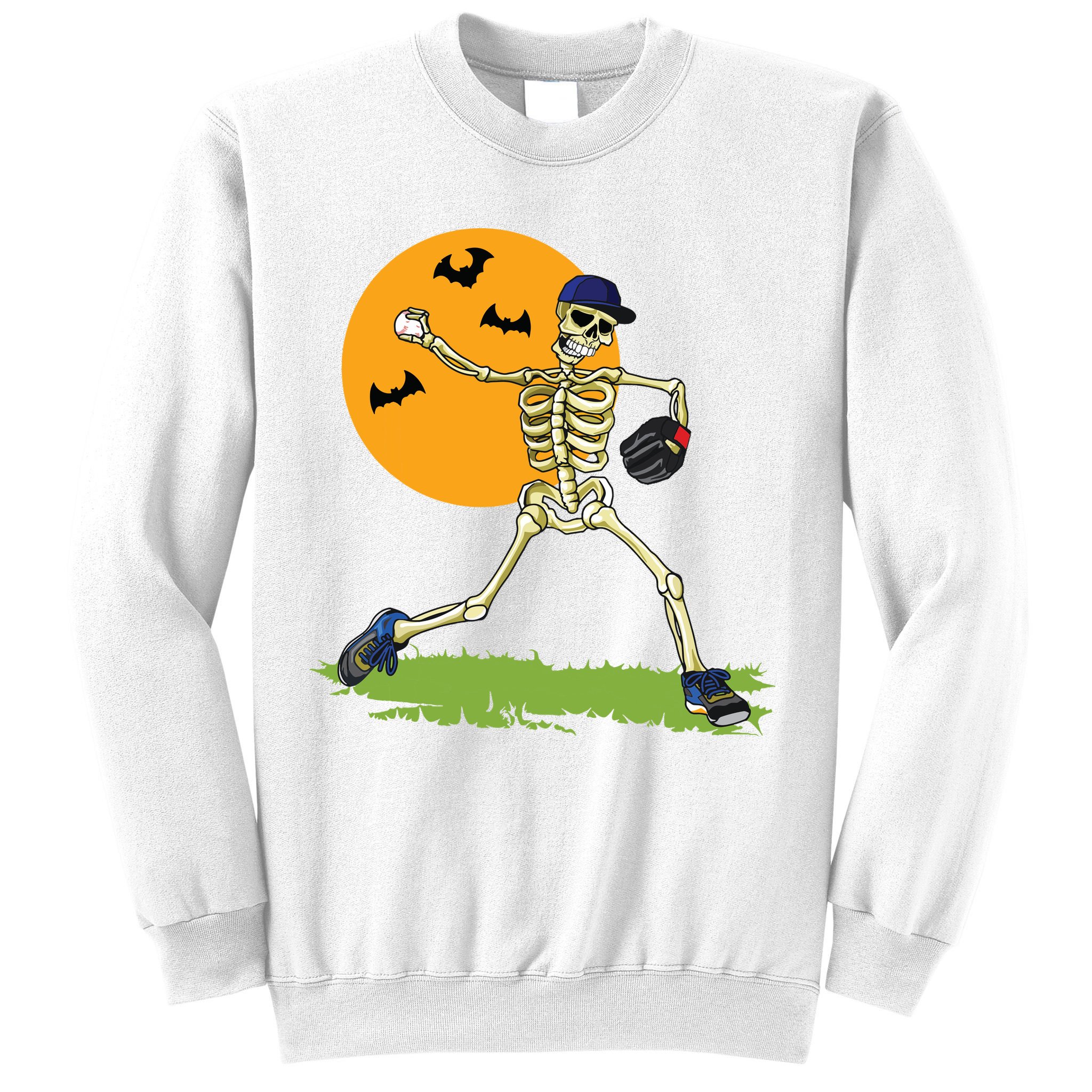 Baseball Skeleton Halloween Boy Baseball Halloween Sweatshirt