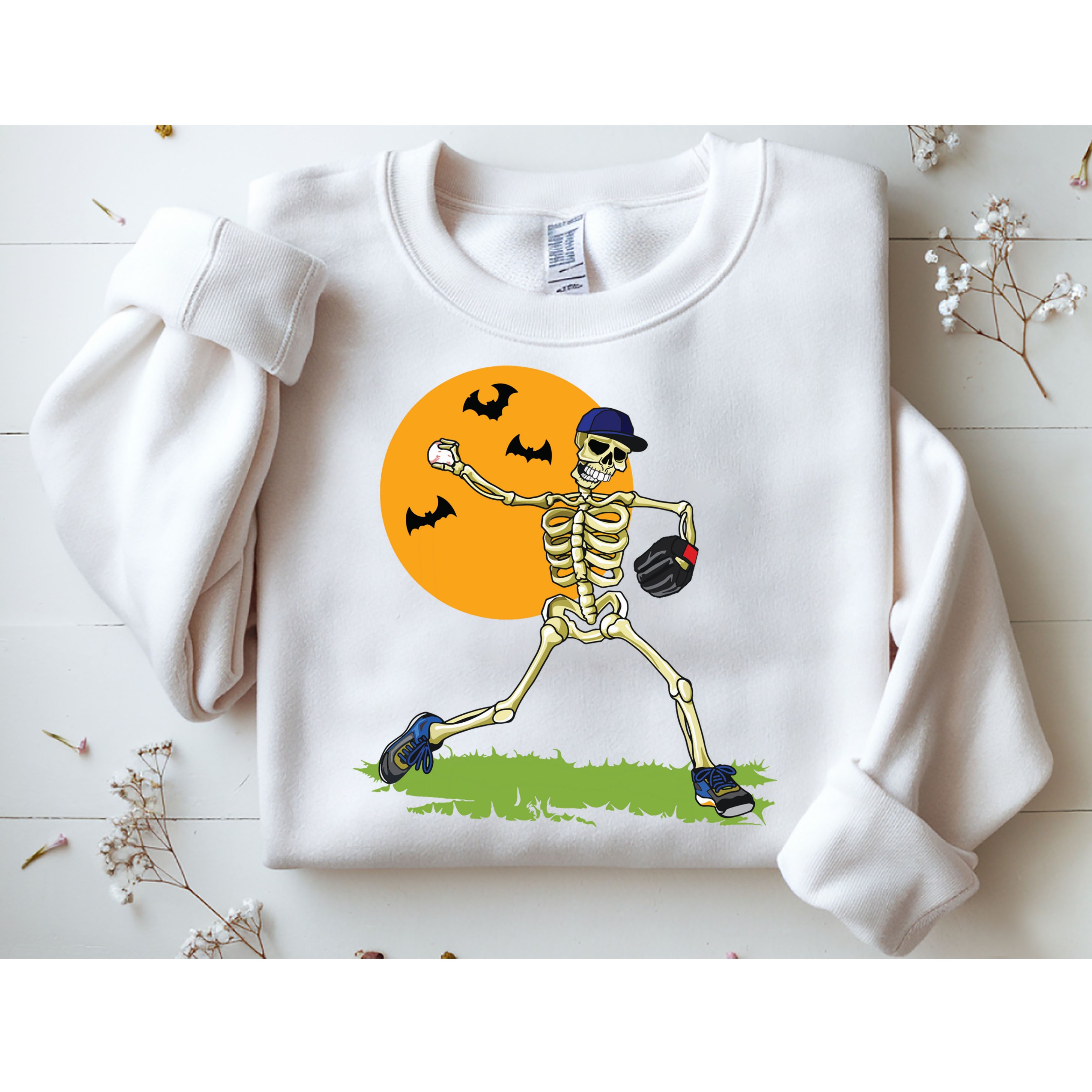 Baseball Skeleton Halloween Boy Baseball Halloween Sweatshirt