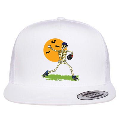 Baseball Skeleton Halloween Boy Baseball Halloween Flat Bill Trucker Hat