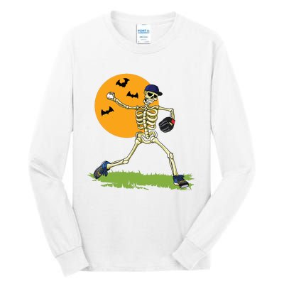 Baseball Skeleton Halloween Boy Baseball Halloween Tall Long Sleeve T-Shirt