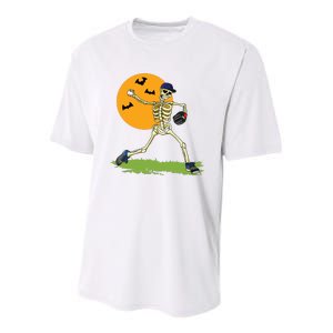 Baseball Skeleton Halloween Boy Baseball Halloween Youth Performance Sprint T-Shirt