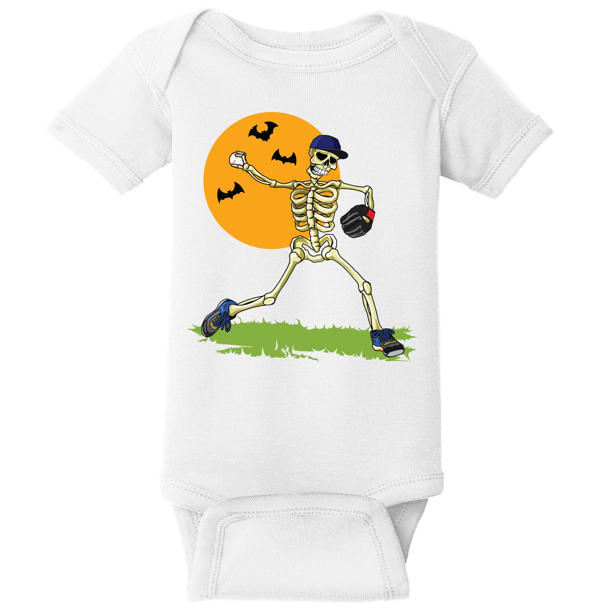 Baseball Skeleton Halloween Boy Baseball Halloween Baby Bodysuit