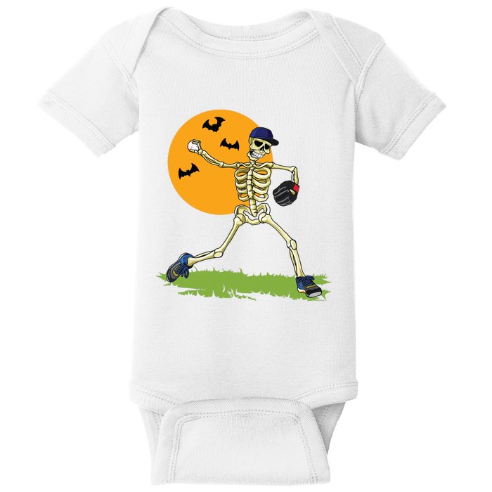 Baseball Skeleton Halloween Boy Baseball Halloween Baby Bodysuit