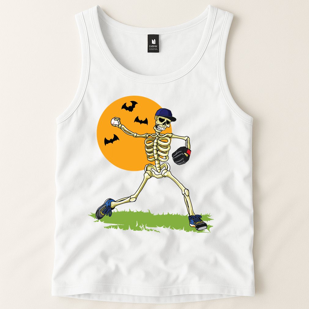 Baseball Skeleton Halloween Boy Baseball Halloween Tank Top