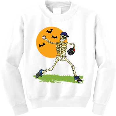 Baseball Skeleton Halloween Boy Baseball Halloween Kids Sweatshirt