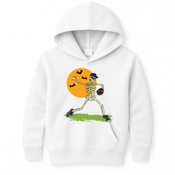 Baseball Skeleton Halloween Boy Baseball Halloween Kids Hoodie