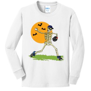 Baseball Skeleton Halloween Boy Baseball Halloween Kids Long Sleeve Shirt