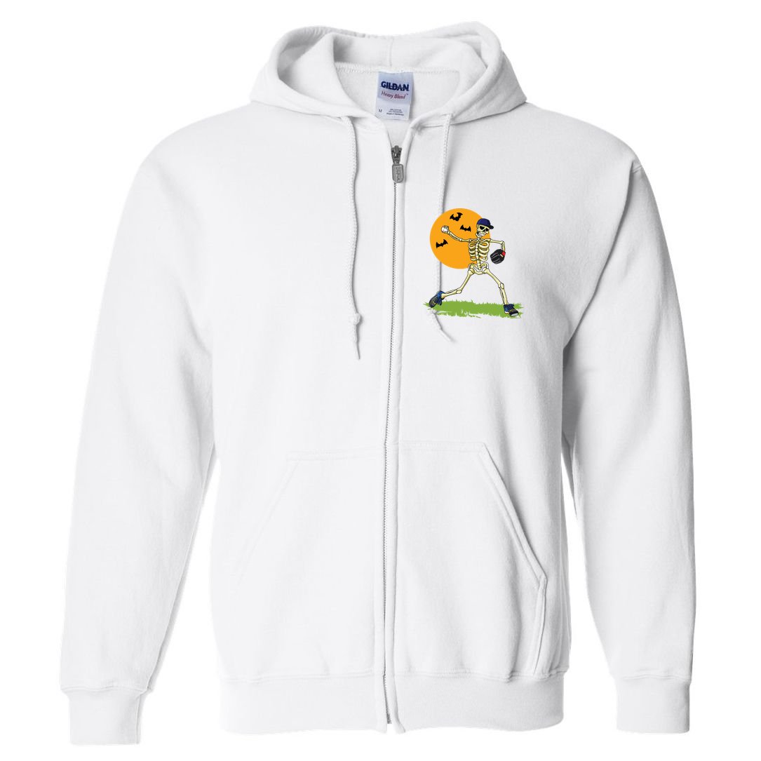 Baseball Skeleton Halloween Boy Baseball Halloween Full Zip Hoodie