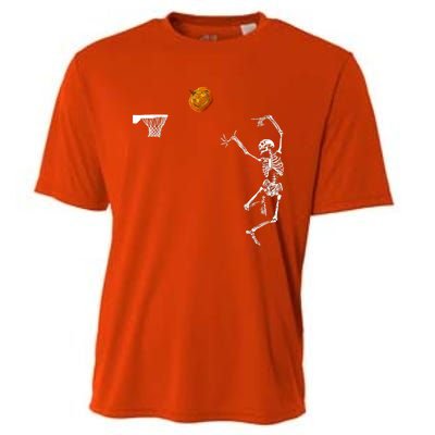 Basketball Skeleton Halloween Skeleton Pumpkin Cooling Performance Crew T-Shirt