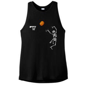 Basketball Skeleton Halloween Skeleton Pumpkin Ladies PosiCharge Tri-Blend Wicking Tank