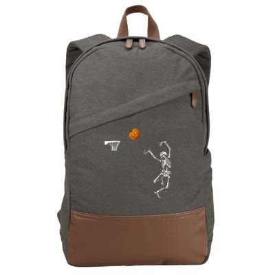 Basketball Skeleton Halloween Skeleton Pumpkin Cotton Canvas Backpack