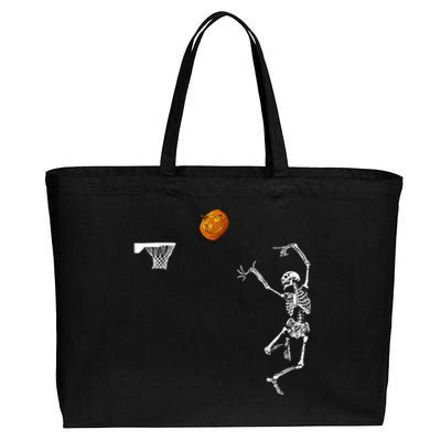 Basketball Skeleton Halloween Skeleton Pumpkin Cotton Canvas Jumbo Tote