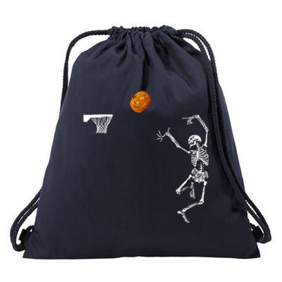 Basketball Skeleton Halloween Skeleton Pumpkin Drawstring Bag