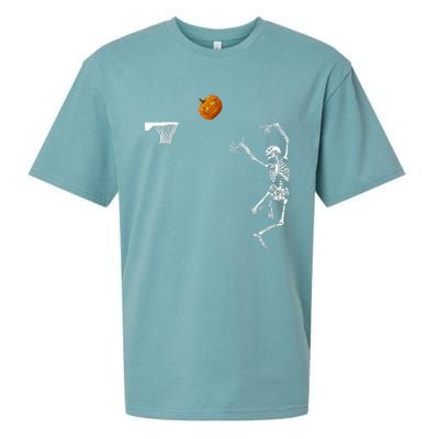 Basketball Skeleton Halloween Skeleton Pumpkin Sueded Cloud Jersey T-Shirt