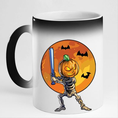 Baseball Skeleton Halloween Boy Baseball Halloween 11oz Black Color Changing Mug