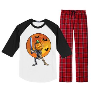 Baseball Skeleton Halloween Boy Baseball Halloween Raglan Sleeve Pajama Set