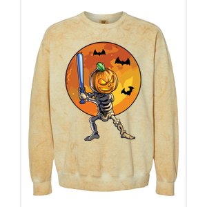 Baseball Skeleton Halloween Boy Baseball Halloween Colorblast Crewneck Sweatshirt