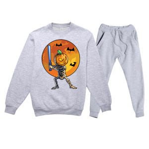 Baseball Skeleton Halloween Boy Baseball Halloween Premium Crewneck Sweatsuit Set