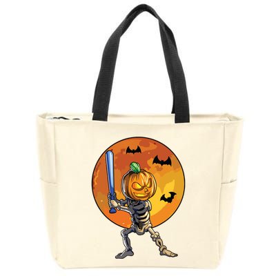 Baseball Skeleton Halloween Boy Baseball Halloween Zip Tote Bag