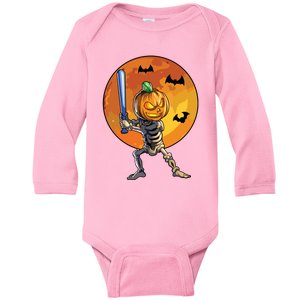 Baseball Skeleton Halloween Boy Baseball Halloween Baby Long Sleeve Bodysuit