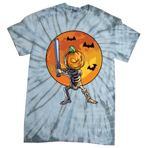 Baseball Skeleton Halloween Boy Baseball Halloween Tie-Dye T-Shirt