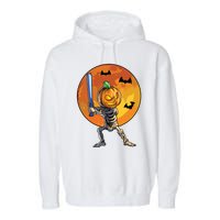 Baseball Skeleton Halloween Boy Baseball Halloween Garment-Dyed Fleece Hoodie