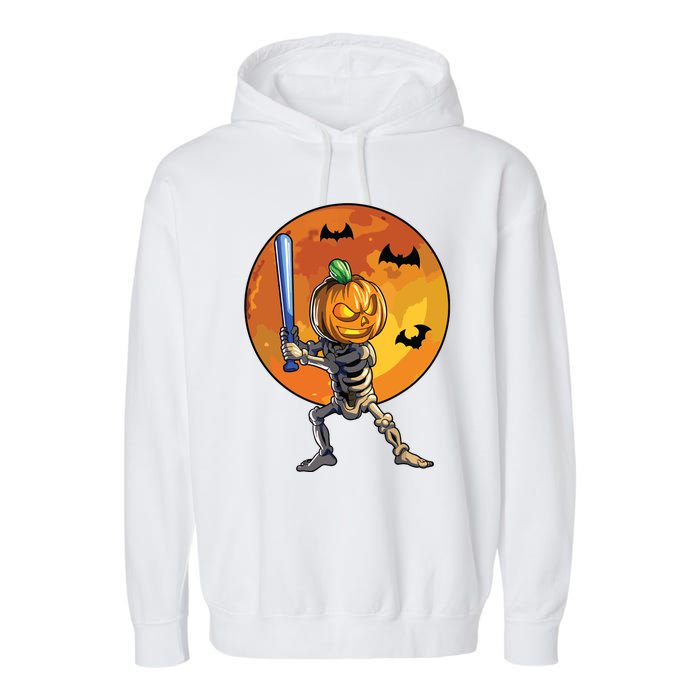 Baseball Skeleton Halloween Boy Baseball Halloween Garment-Dyed Fleece Hoodie