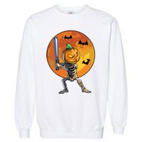 Baseball Skeleton Halloween Boy Baseball Halloween Garment-Dyed Sweatshirt