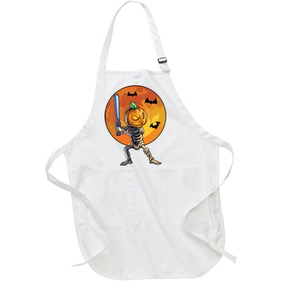 Baseball Skeleton Halloween Boy Baseball Halloween Full-Length Apron With Pockets