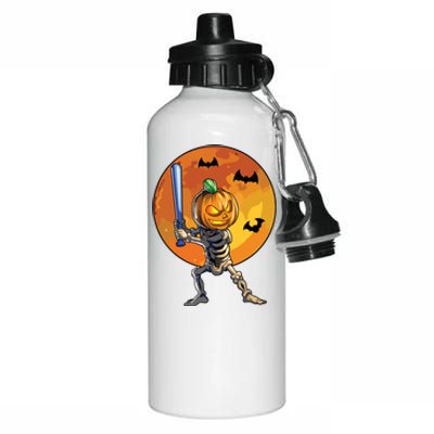 Baseball Skeleton Halloween Boy Baseball Halloween Aluminum Water Bottle