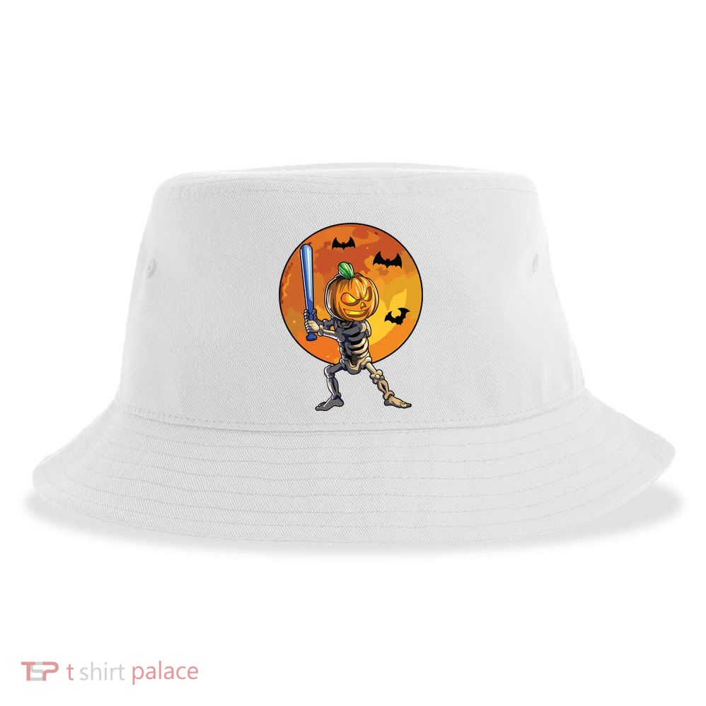 Baseball Skeleton Halloween Boy Baseball Halloween Sustainable Bucket Hat