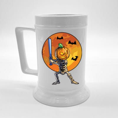 Baseball Skeleton Halloween Boy Baseball Halloween Beer Stein