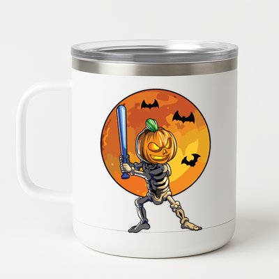 Baseball Skeleton Halloween Boy Baseball Halloween 12 oz Stainless Steel Tumbler Cup