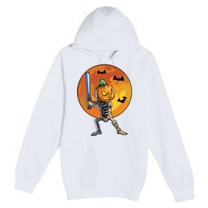 Baseball Skeleton Halloween Boy Baseball Halloween Premium Pullover Hoodie