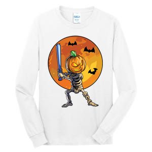 Baseball Skeleton Halloween Boy Baseball Halloween Tall Long Sleeve T-Shirt