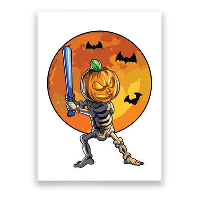 Baseball Skeleton Halloween Boy Baseball Halloween Poster